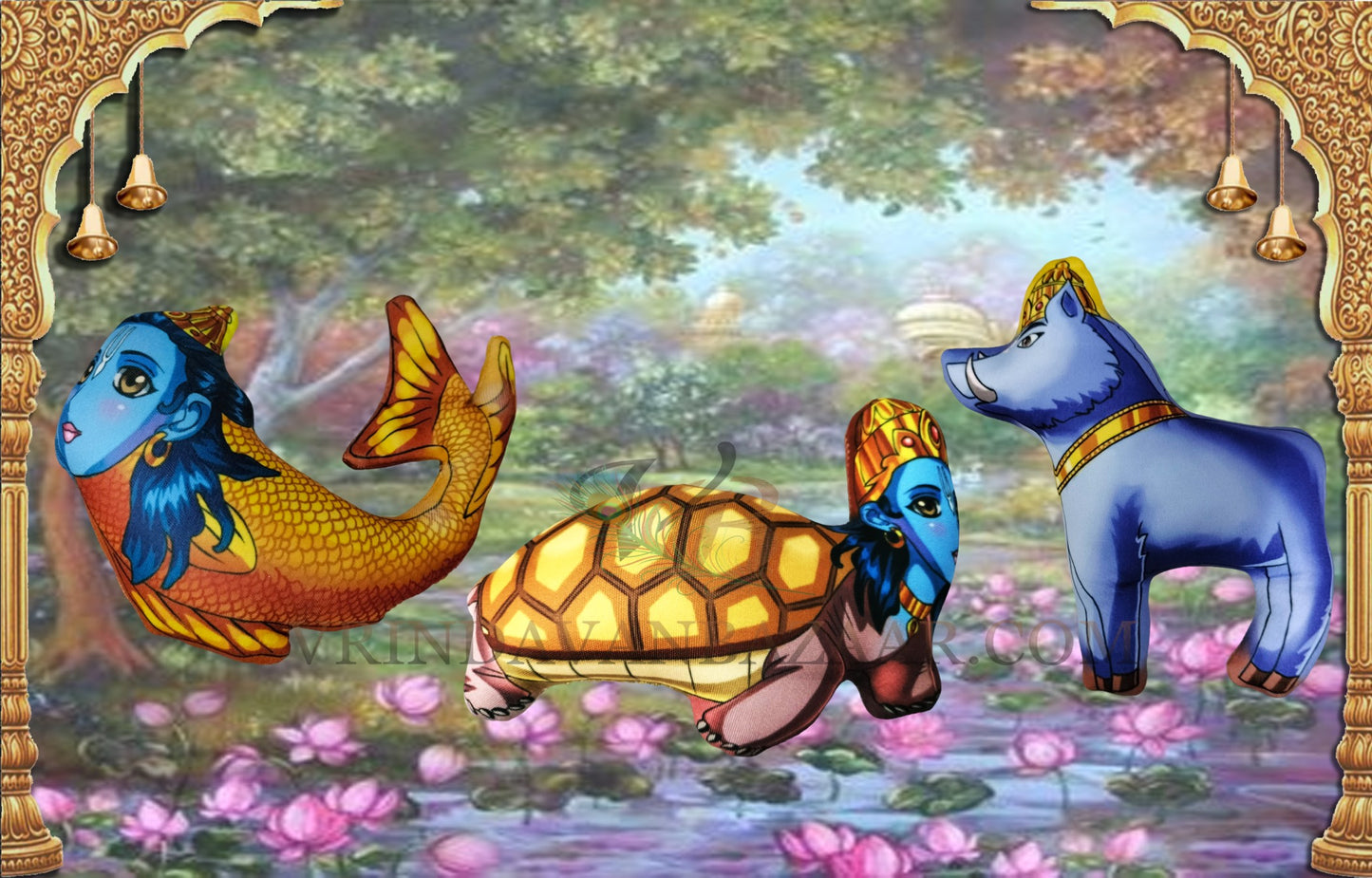 Set of 3 avatar dolls Kurma Matsya Varaha/ Boar Fish Turtle avatar doll soft toy