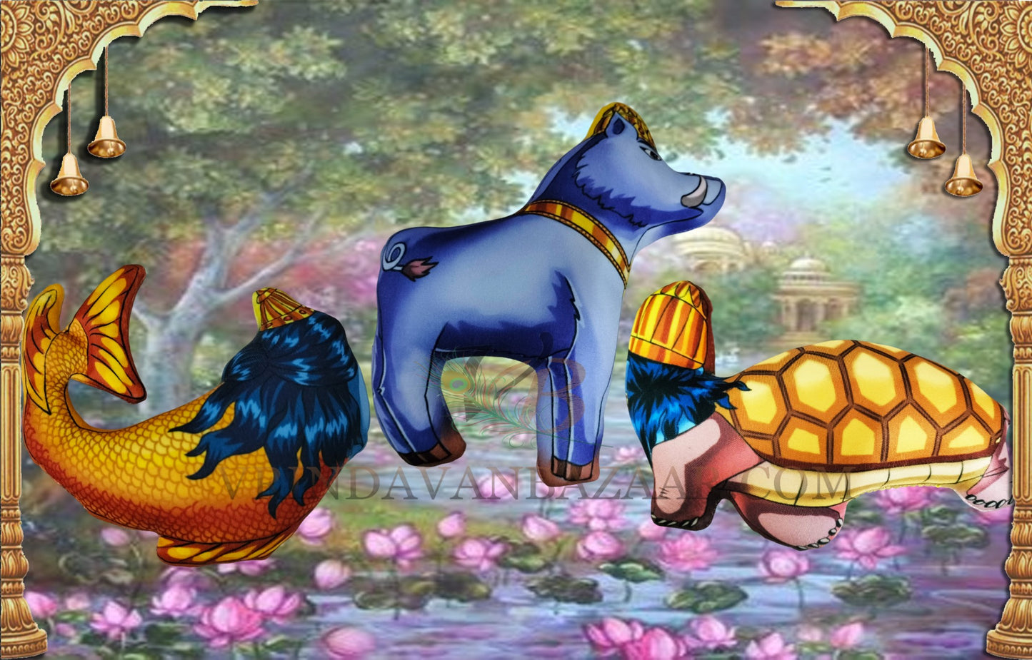 Set of 3 avatar dolls Kurma Matsya Varaha/ Boar Fish Turtle avatar doll soft toy