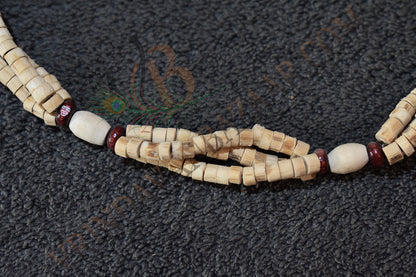 Oval bead with red beads tulsi kanthi mala