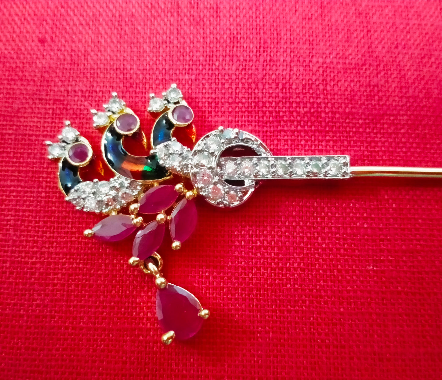 Triple peacock artificial stone flute with drop