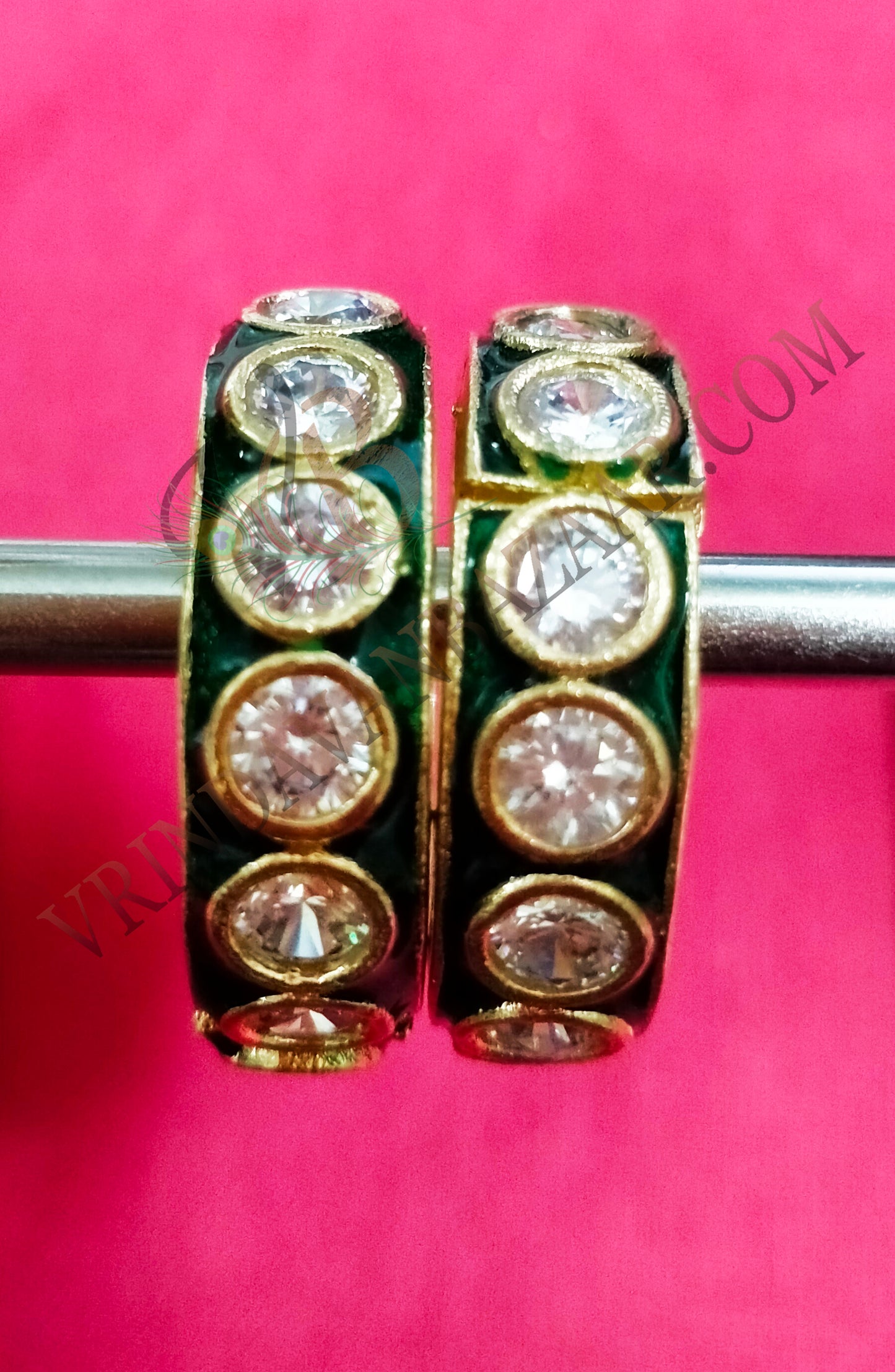 Kundan with artificial stone kangan/ bangle