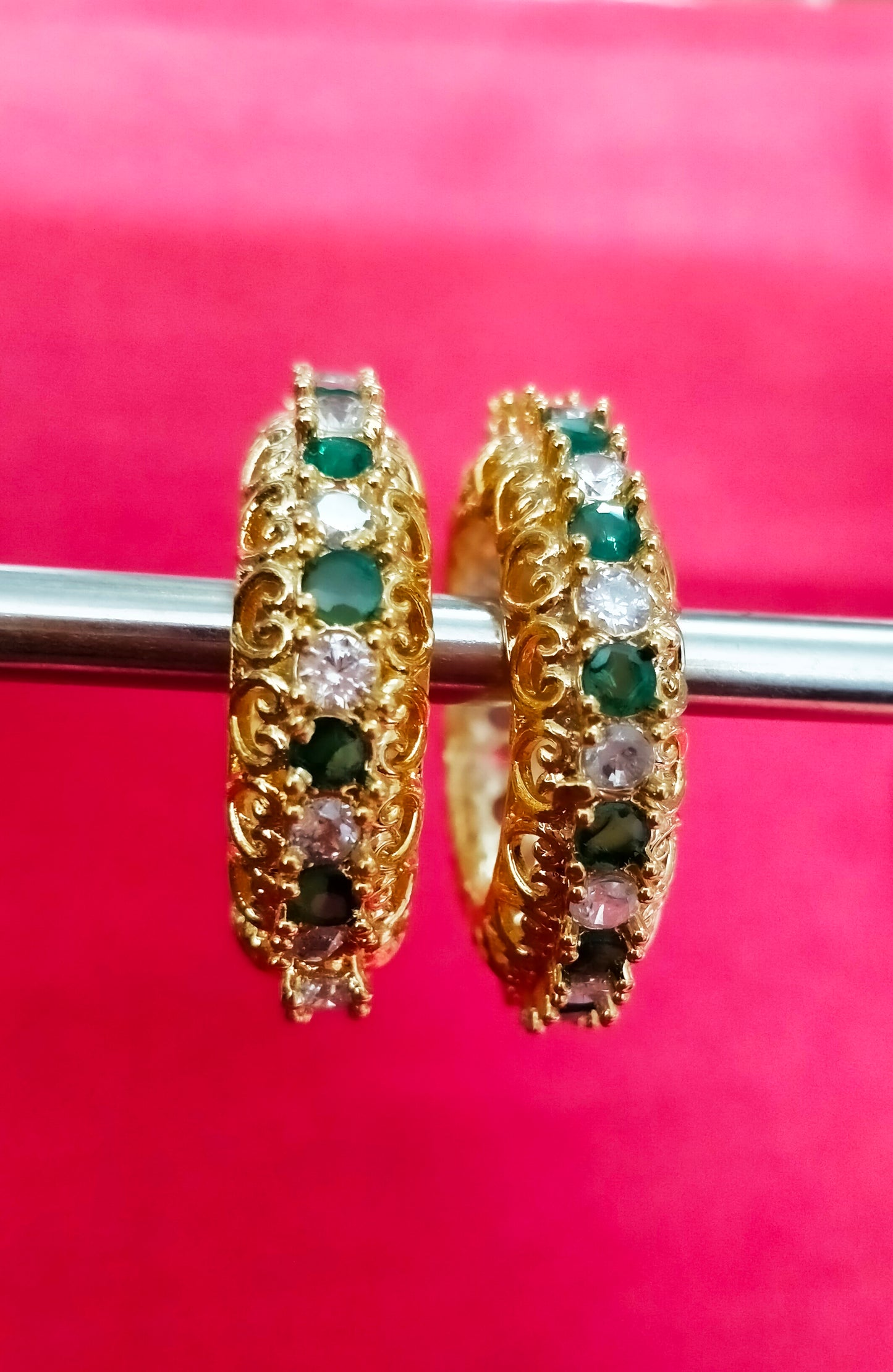 Alternate artificial stone with beautiful metal design kangan/ bangle