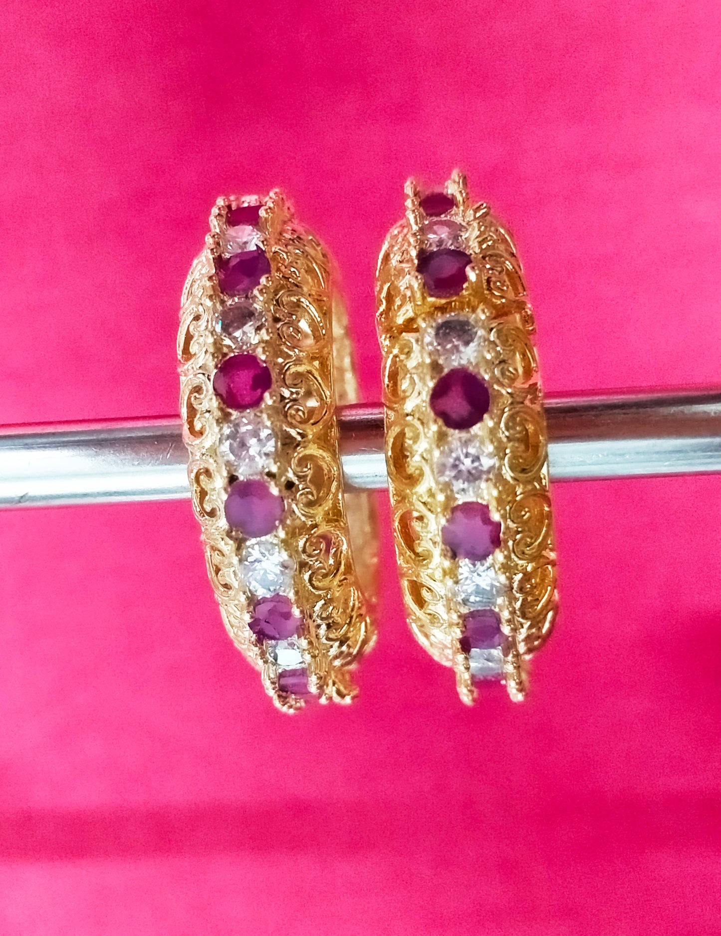 Alternate artificial stone with beautiful metal design kangan/ bangle