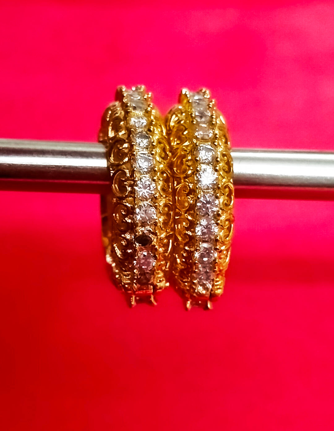 Alternate artificial stone with beautiful metal design kangan/ bangle