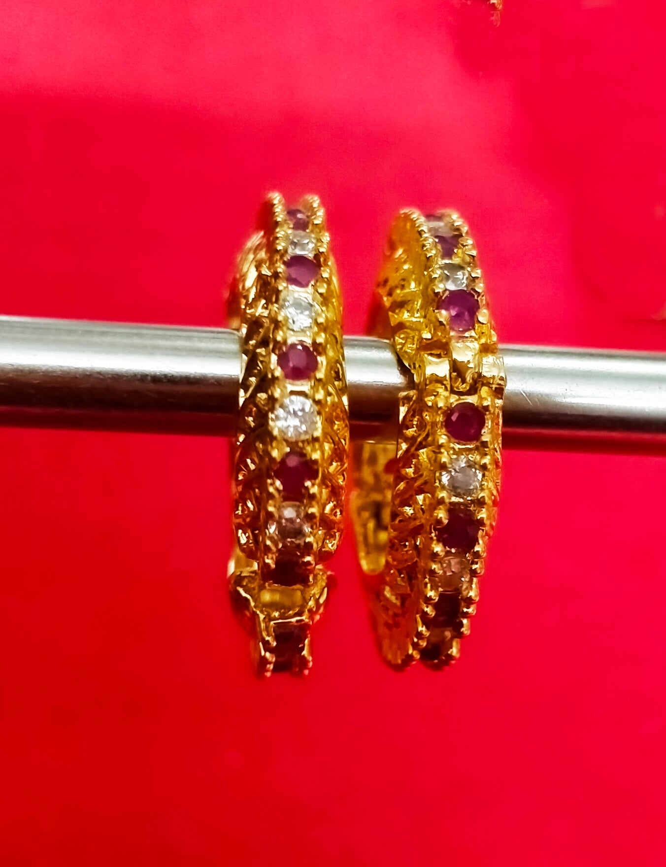 Alternate artificial stone with beautiful metal design kangan/ bangle