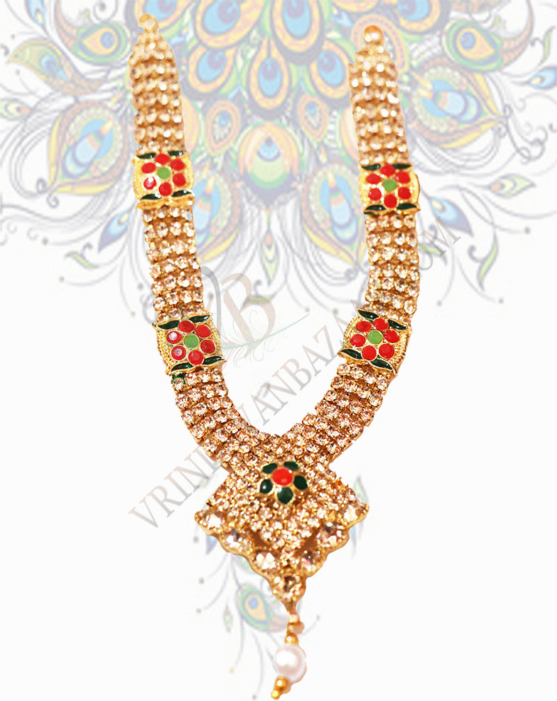 Diamond cut pendent rhinestone mala