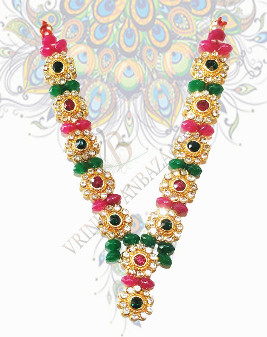 Elegant pink and green beads flower mala