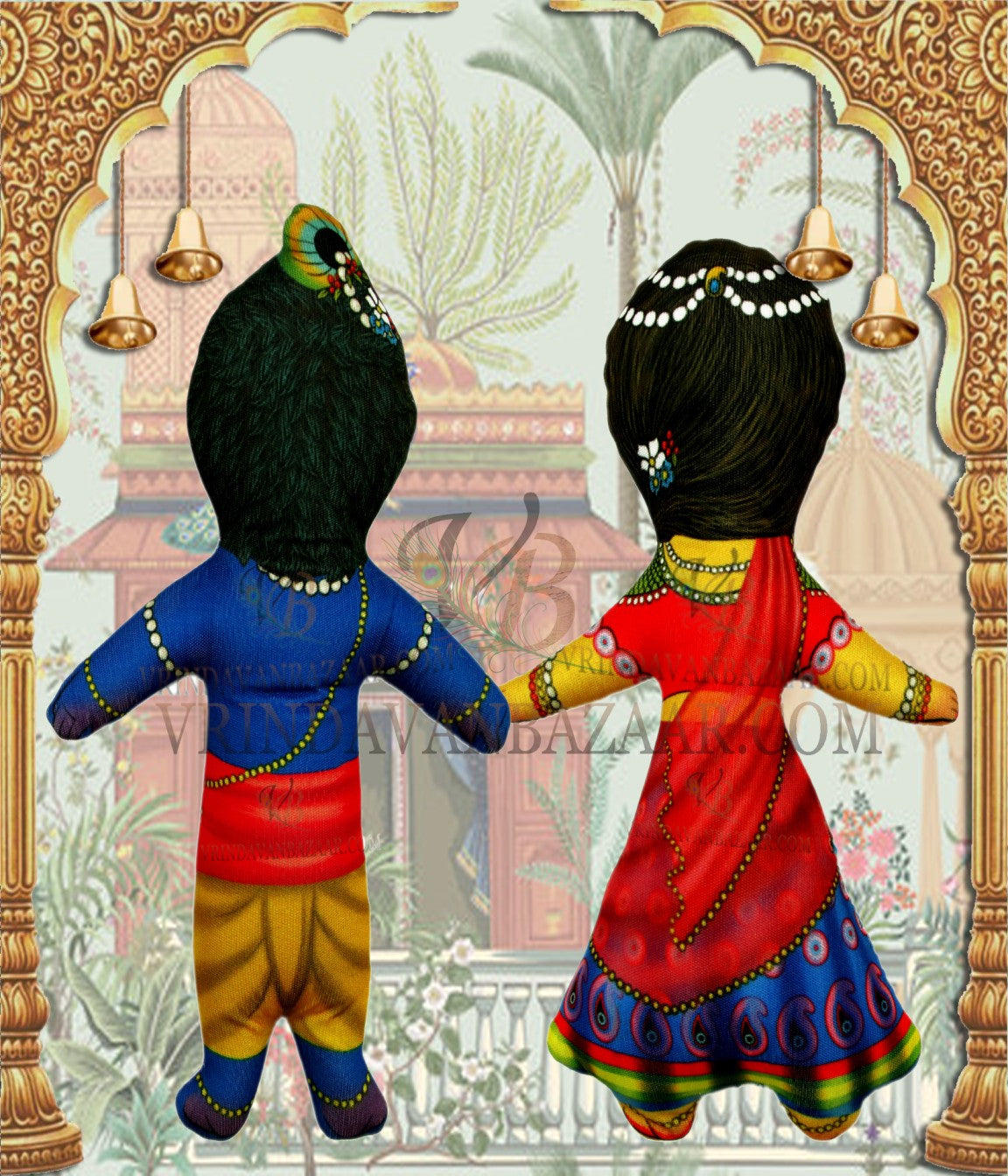 Radha Krishna with Lalitha and Visakha gopi's soft toy; Height 8 inch