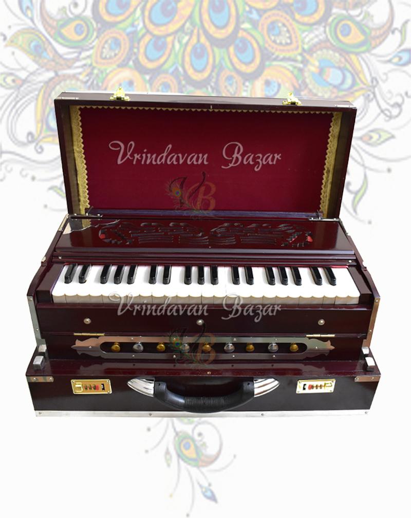 Deluxe Portable Harmonium, Dark Mahogany, 2 Reeds, 3.5 octaves