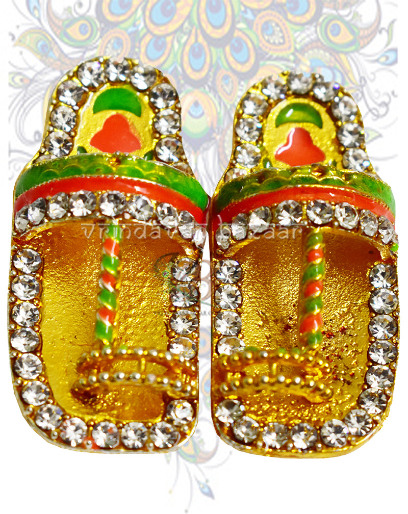 Diamond tri colour beautiful slippers for home deities