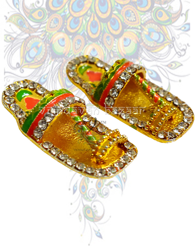 Diamond tri colour beautiful slippers for home deities