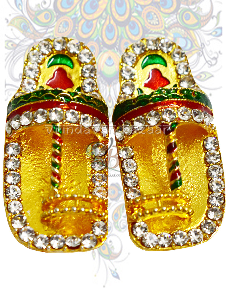 Diamond tri colour beautiful slippers for home deities