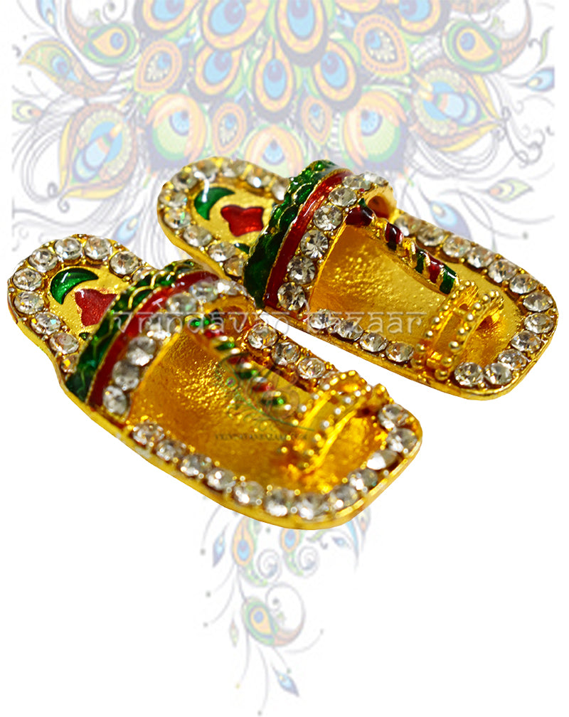 Diamond tri colour beautiful slippers for home deities