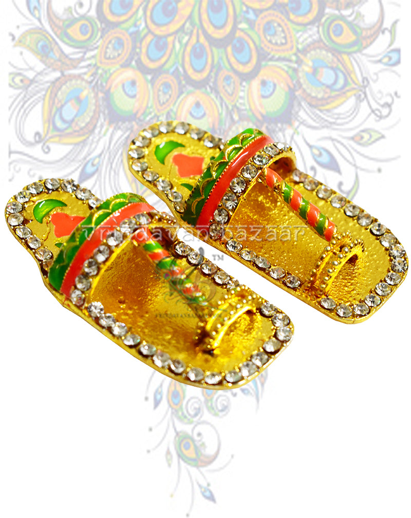 Diamond tri colour beautiful slippers for home deities