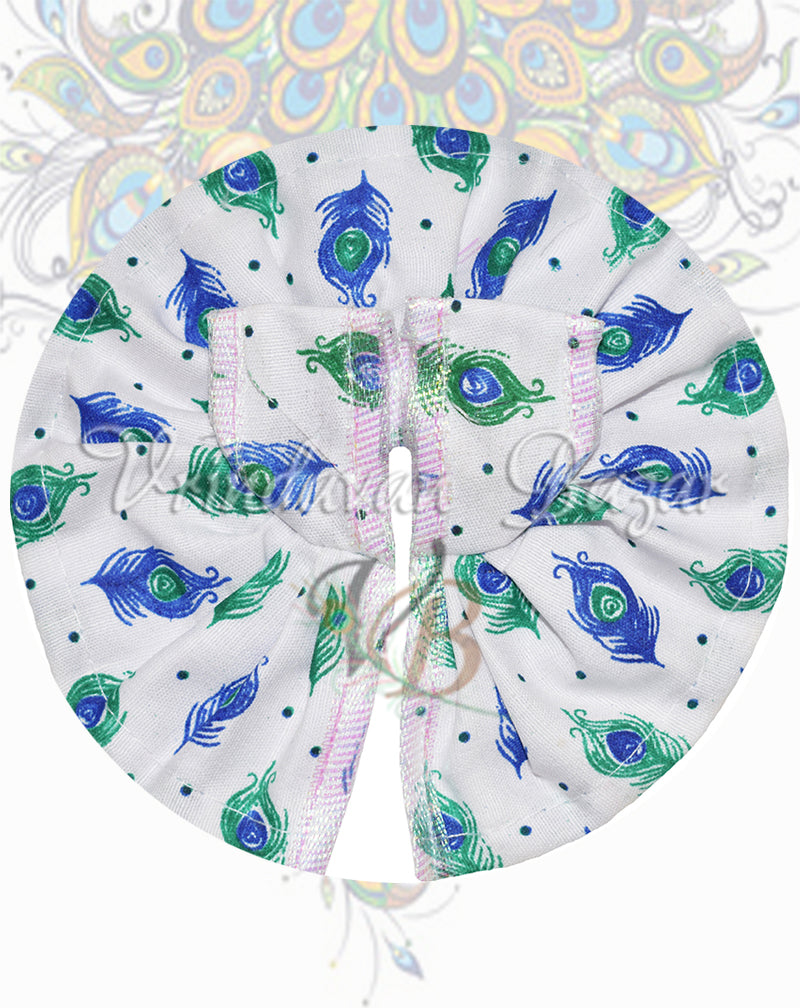 Blue orange peacock feather laddu gopal dress; size 2
