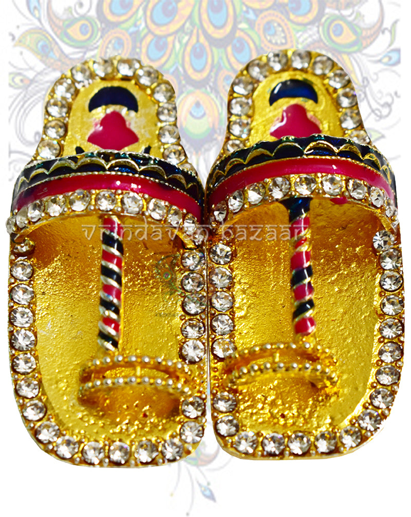 Diamond tri colour beautiful slippers for home deities