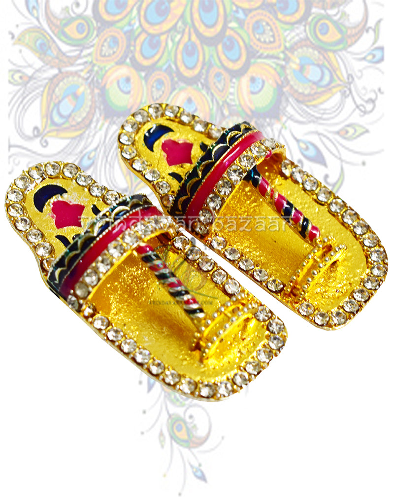 Diamond tri colour beautiful slippers for home deities