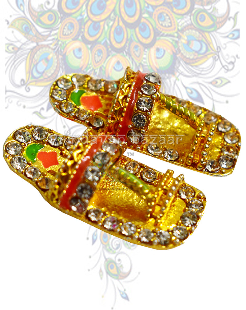 Diamond tri colour beautiful slippers for home deities