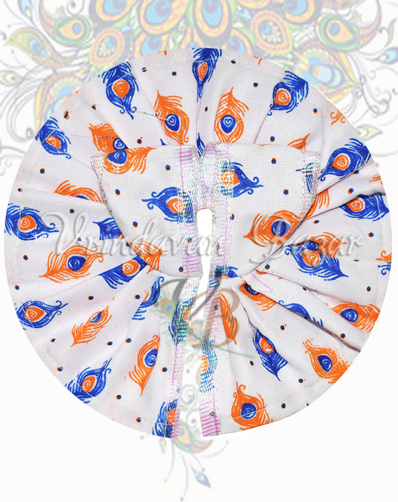Blue orange peacock feather laddu gopal dress; size 2