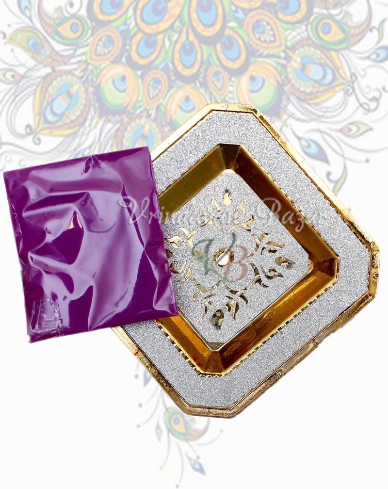 Square tray with one colour packet