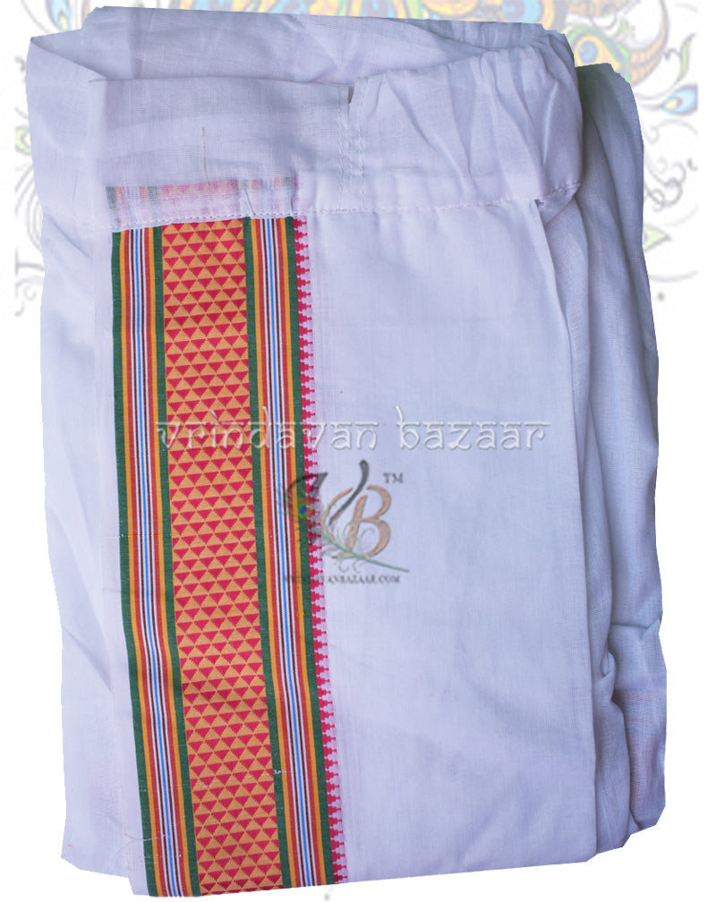 Orange border stitched dhoti