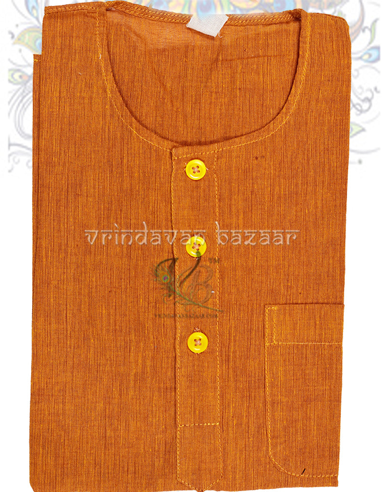 Dark orange khadi kurta for boys