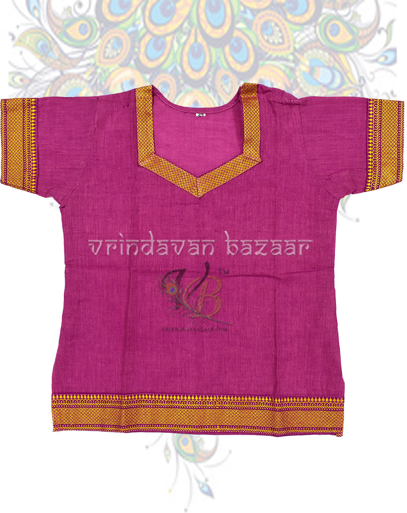 Plain gopi dress with resham border for girls