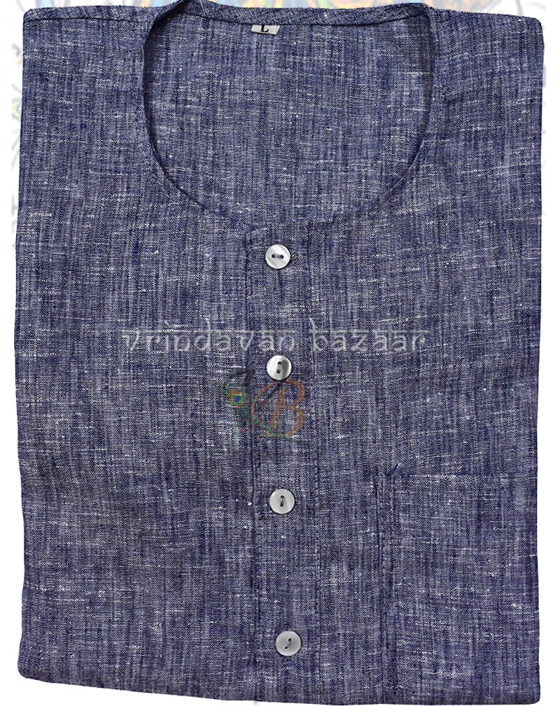 Blue Khadi full sleeves kurta