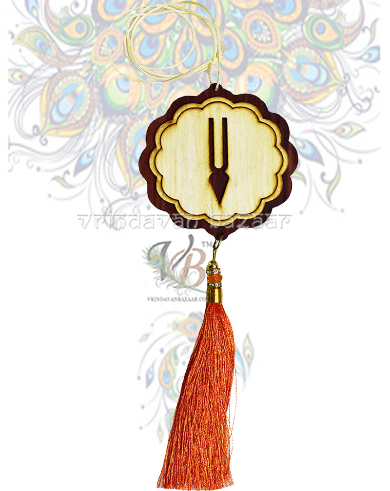 Wooden ISKCON Tilak Hanging Beads Tassels Flower Design as Decoration Accessory- Hanging Length-20.5 iches