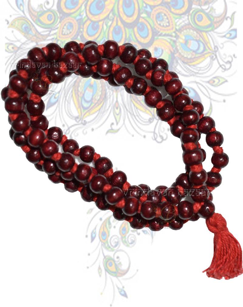 Red Sandalwood Japa Mala (Lal Chandan Mala) 8mm 108 beads+1 Sumer