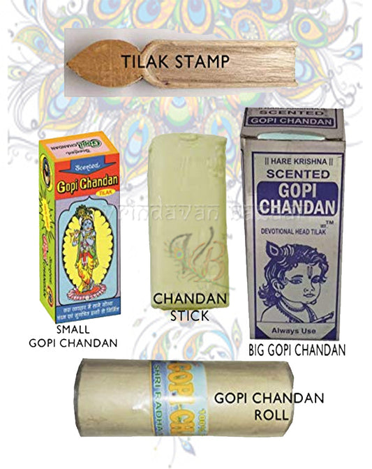 Gopi Chandan Tilak Powder Stick (Set-Small, Large, ROLL & Tilak)