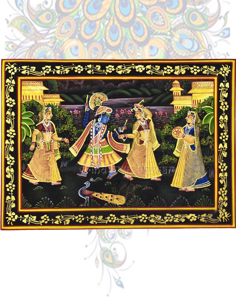 Radha Krishna Playing Dandiya Printed Painting
