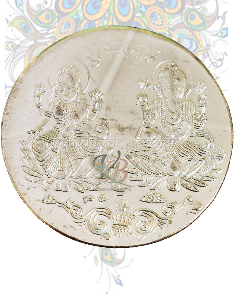 Metal coins with Ganesha and Lakshmi ji