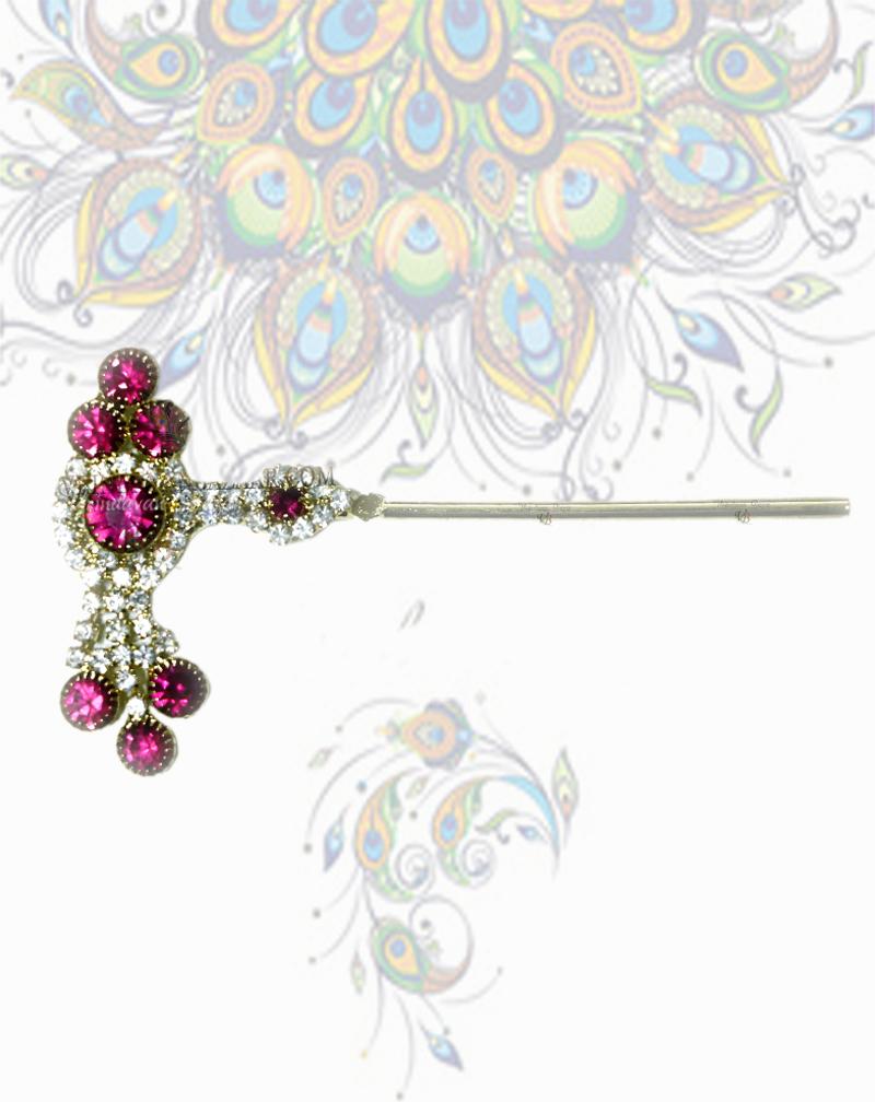 Stone with coloured stones flute; Flute length- 7.5 cm