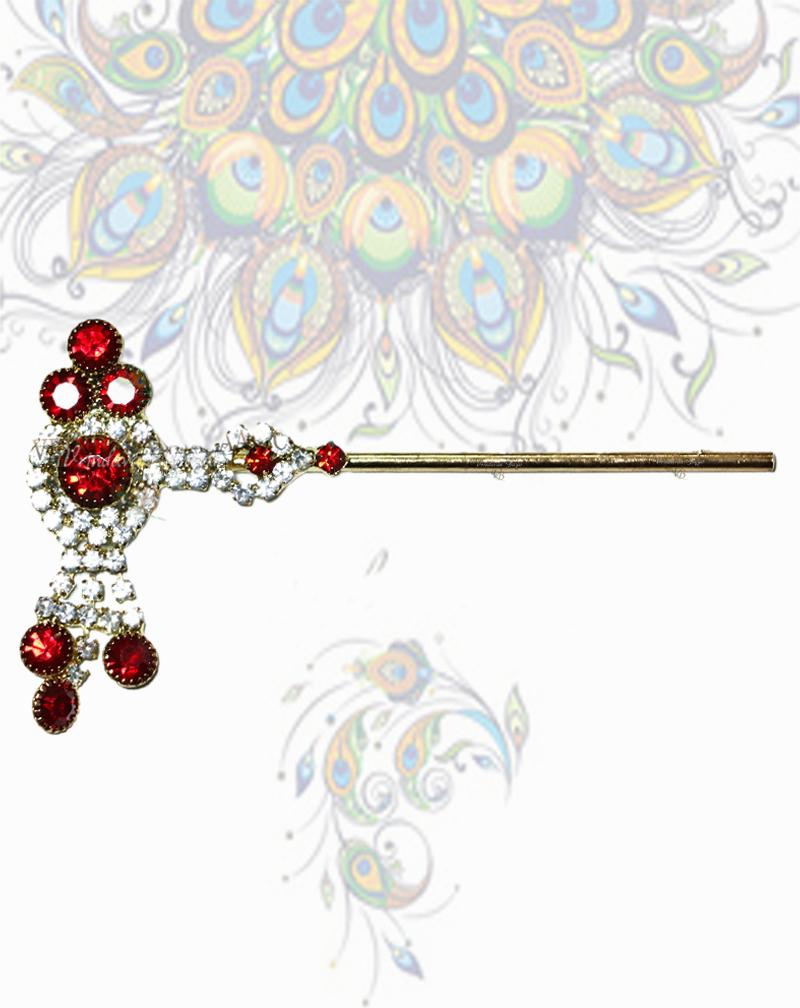 Stone with coloured stones flute; Flute length- 7.5 cm