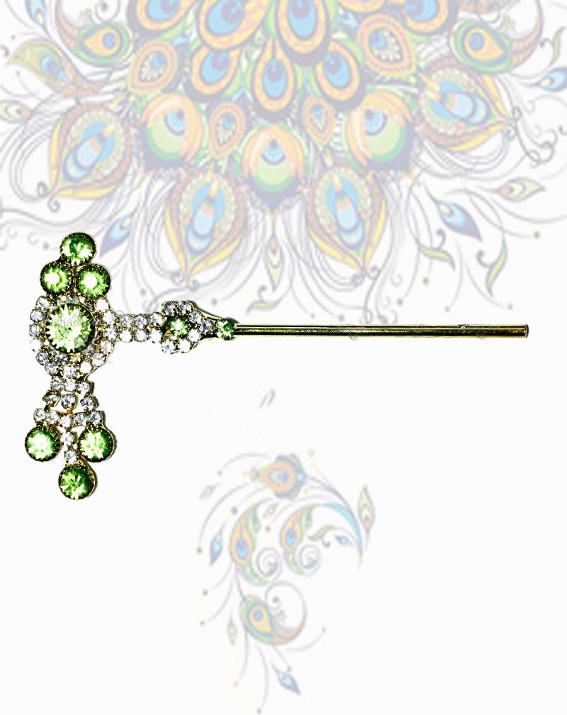 Stone with coloured stones flute; Flute length- 7.5 cm