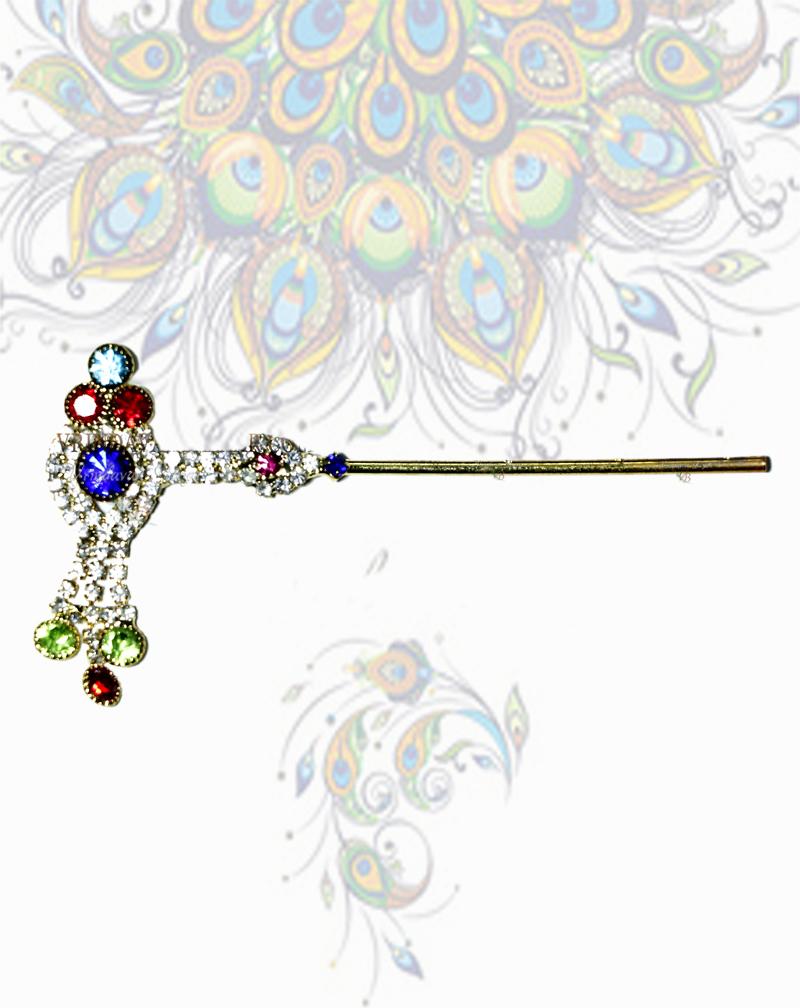 Stone with coloured stones flute; Flute length- 7.5 cm