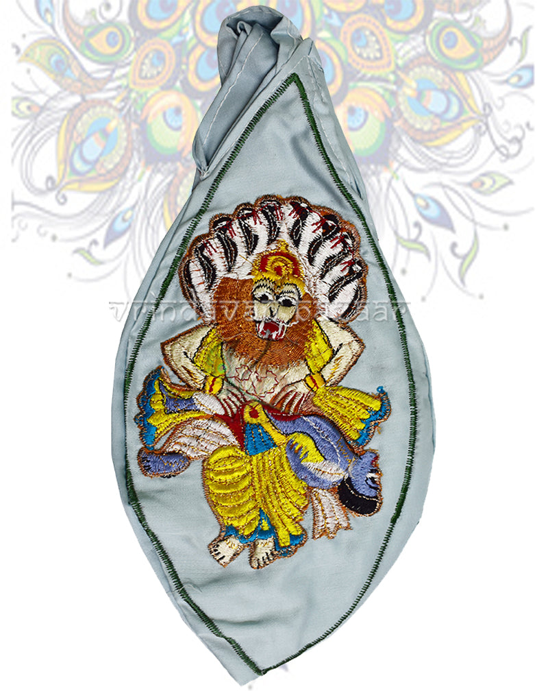 Narasimha with Hiranyakashipu embroidered japa bag