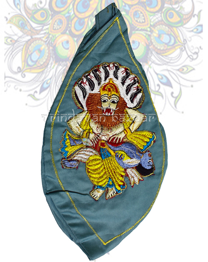 Narasimha with Hiranyakashipu embroidered japa bag