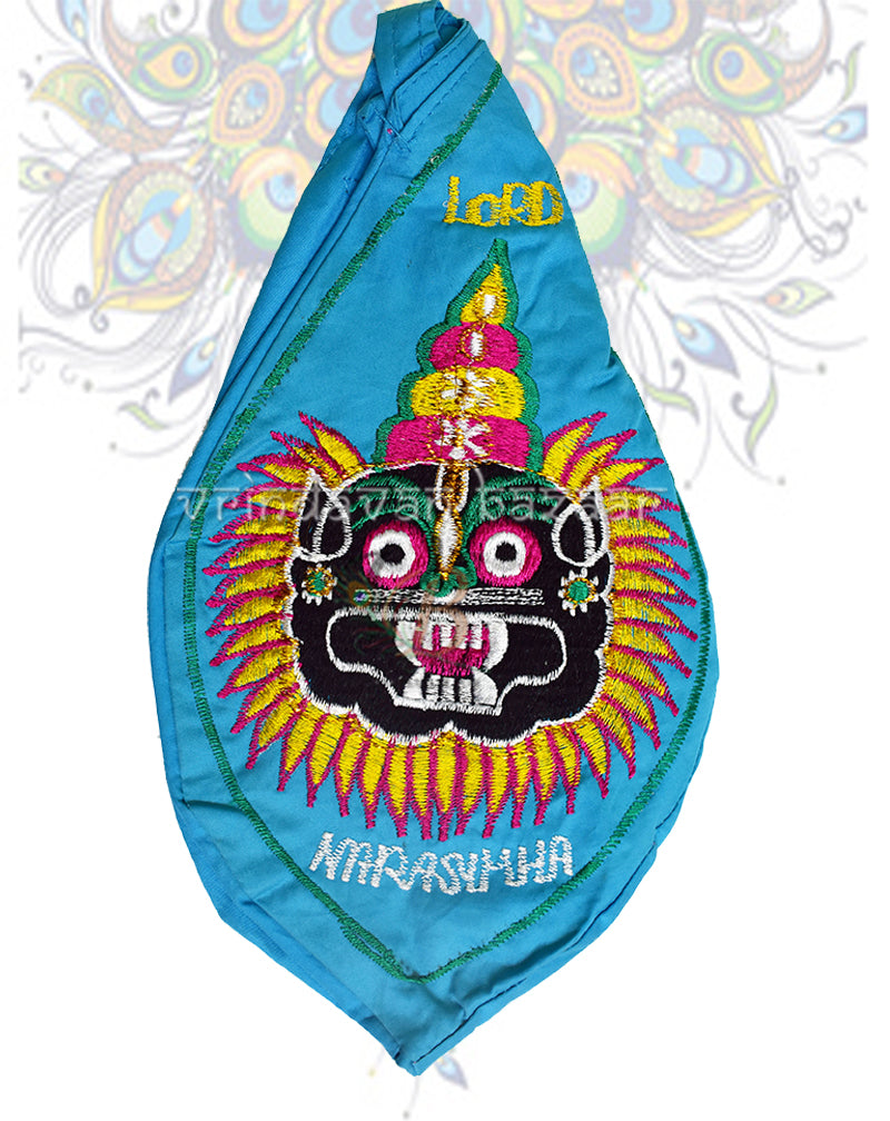 Lord Narasimha face embroidered japa bag