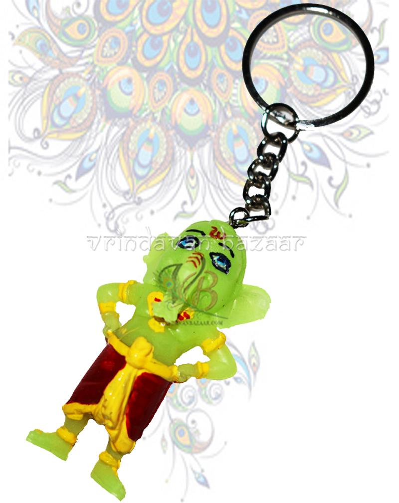 Green Ganesh Ji Key Ring