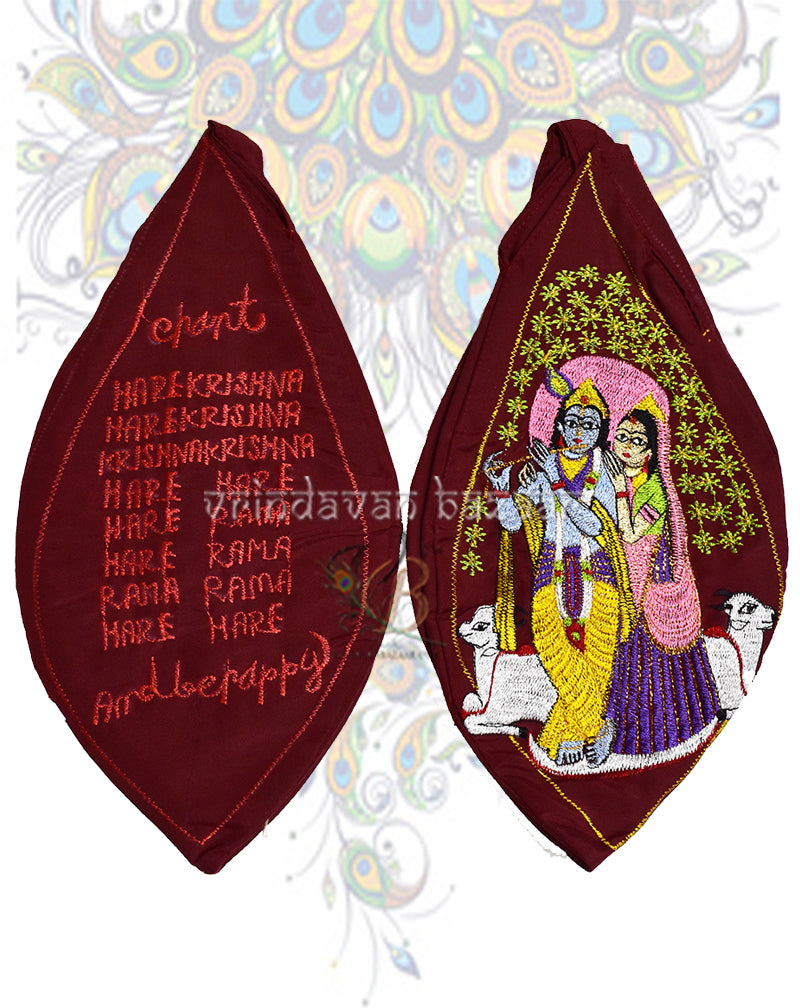 Graceful Krishna Radha embroidered japa bag