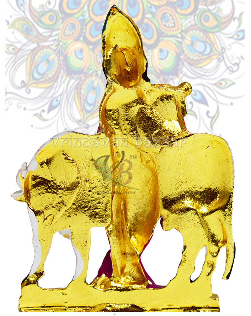 Flute Playing Krishna with cow showpiece