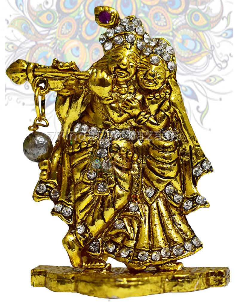Golden Radha Krishna with stone studded showpiece