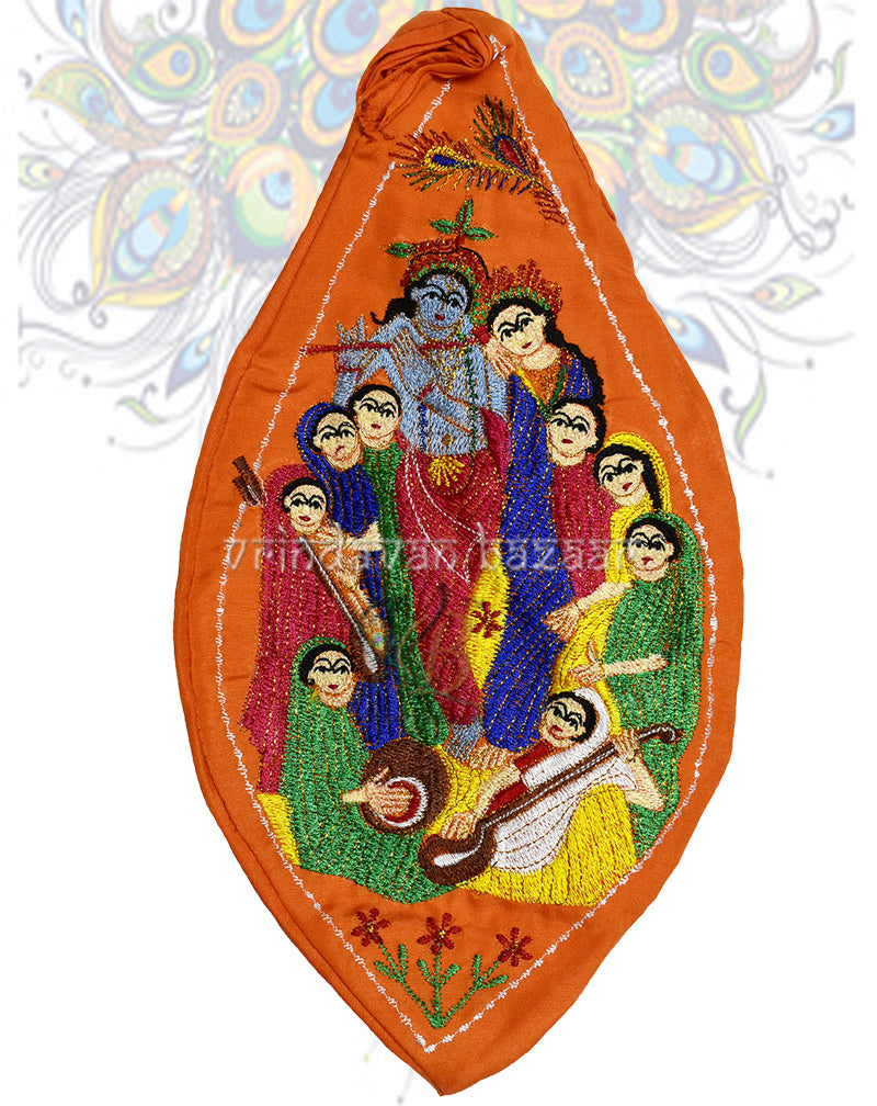 Divine radha krishna with astha sakhi japa bag