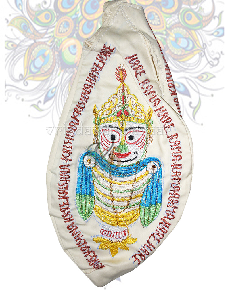 Shri Jagannath embroidered japa bag- Light Green