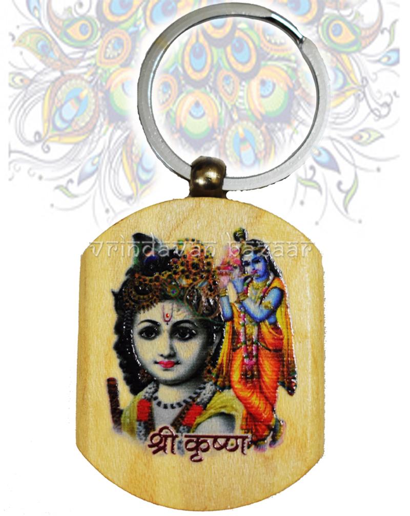 Murlidhar Wooden Plate Key Ring