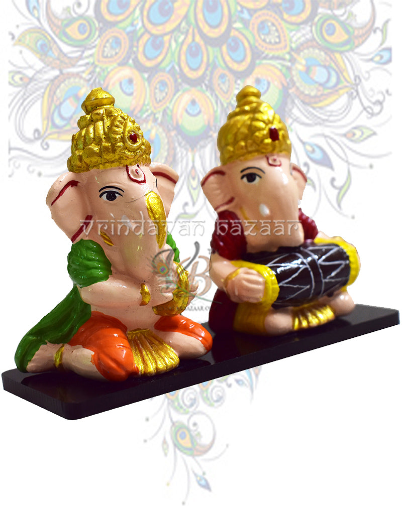 Cute Ganpati/ Ganu with tabla- devotional car dashboard/ show case items