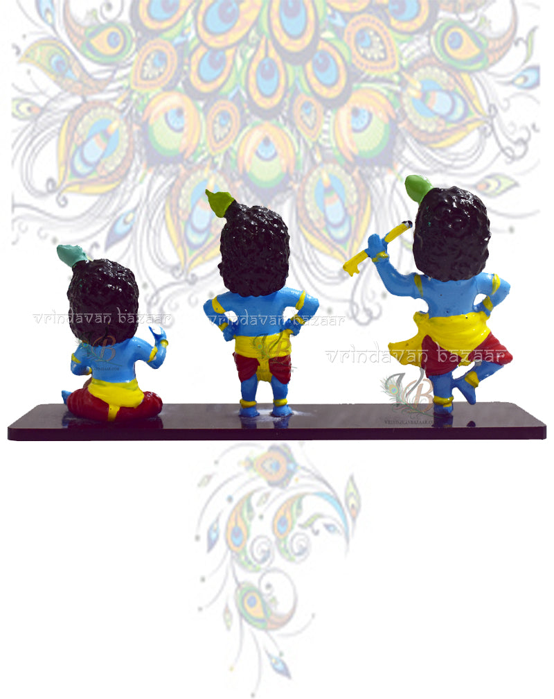 Krishna Leela 3 pieces set- devotional car dashboard/ show case items