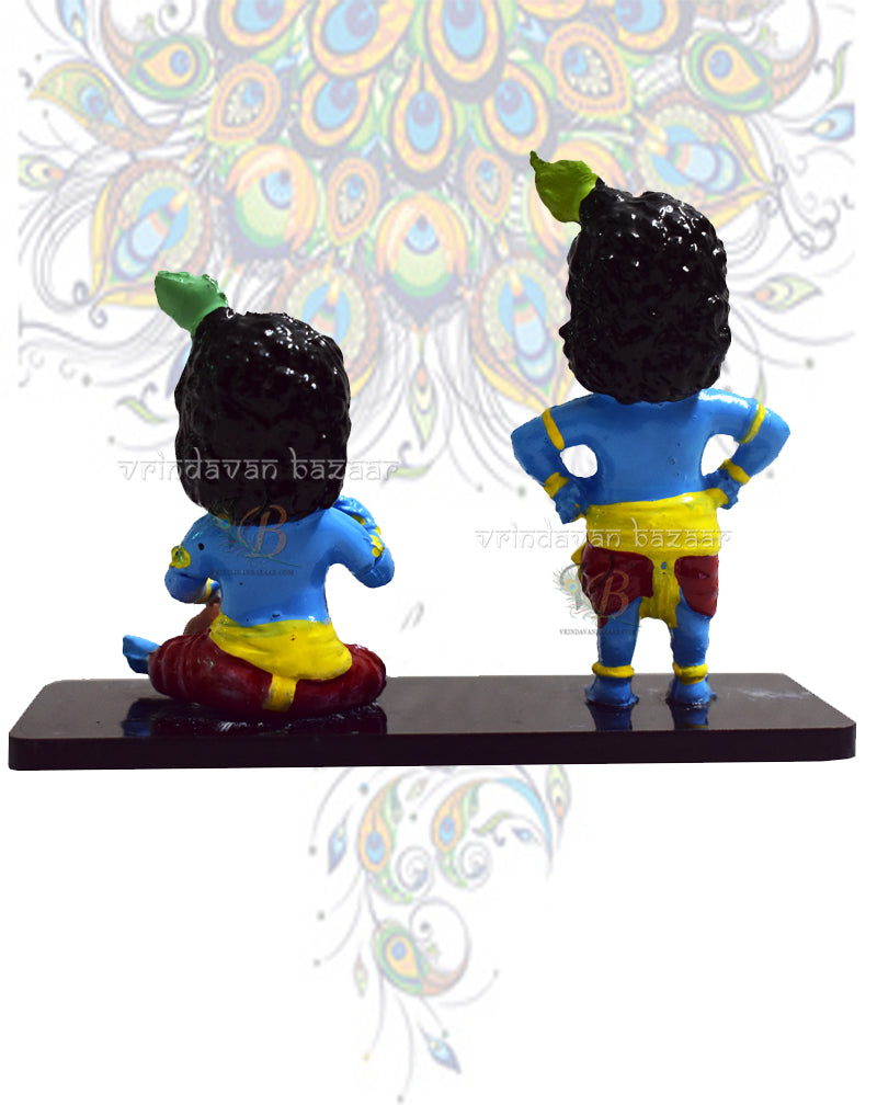 Blue Krishna in standing and sitting pose- devotional car dashboard/ show case items